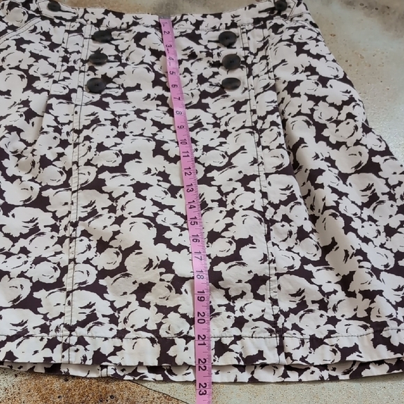 Merona | 100% Cotton A-Line Mini Skirt in Brown and Cream Size 12 - Picture 7 of 10